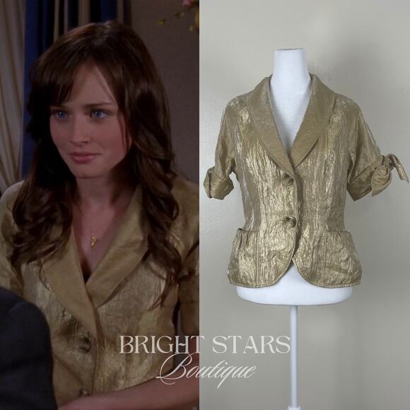 Jackets & Blazers - Super Rare Gold Blazer ASO Rory Gilmore Girls Metallic Shimmer Vintage Y2K
